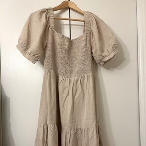 Neuflora Dress- like new, worn once 
Elegant Beige Puff Sleeve Dress, size L